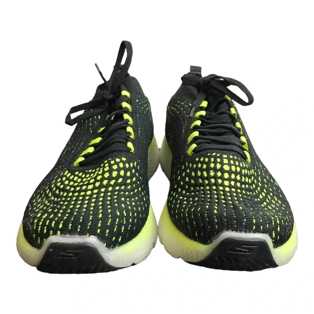 Skechers Running Shoes Mens 11 Black Lime GOrun Max Road 4 Hyper 55223 BKLM Knit